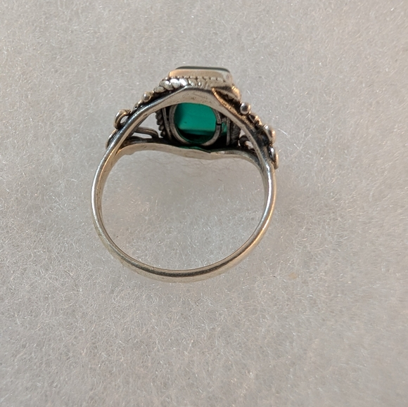 Green Onyx 925 Sterling Silver Ring Size 6 - Picture 4 of 4